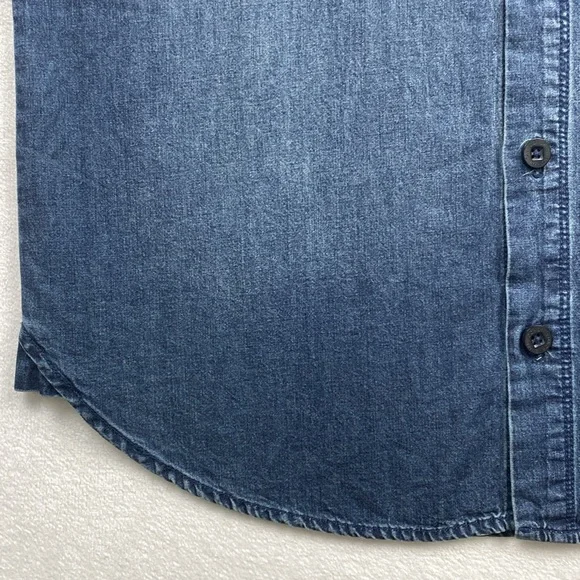 Fundamental Coast Denim Short Sleeve Button Up (Blue) - Picture 12 of 16